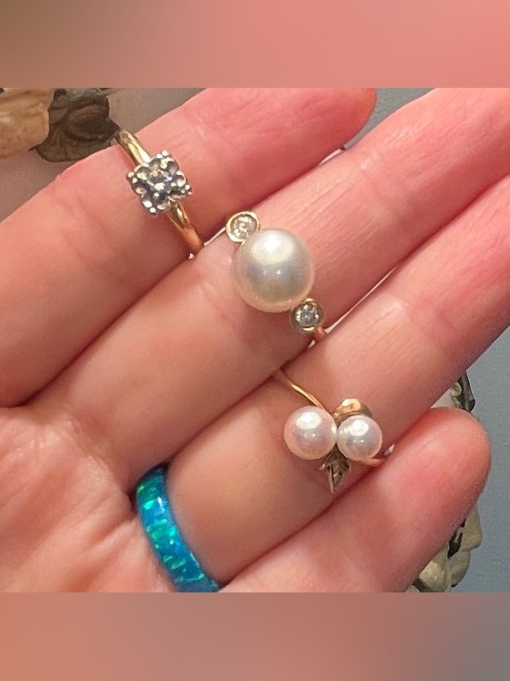 Lot of 3 Rings, Mikimoto & Vintage